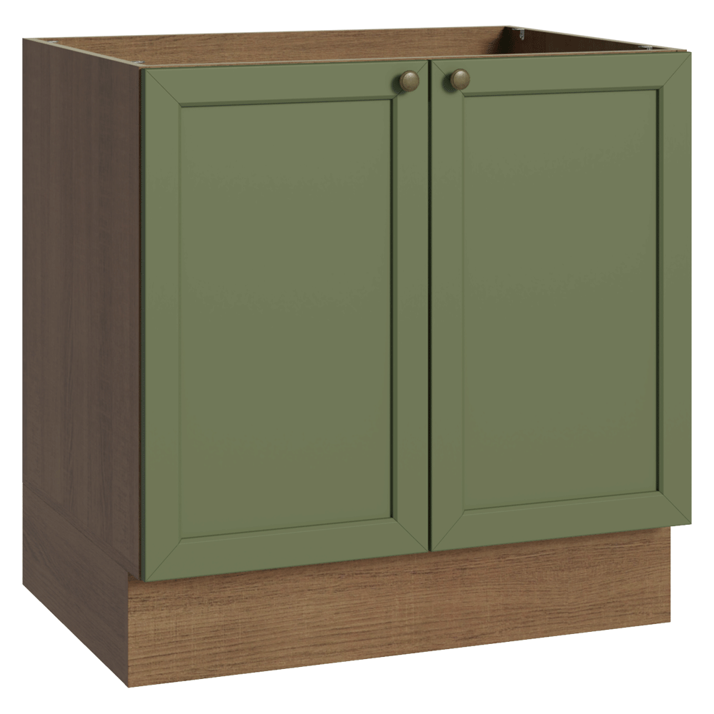 Balcão de Cozinha 80 x 60 cm 2 Portas (Sem Tampo) Rustic/Verde Vik Madesa