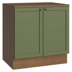 Balcão de Cozinha 80 x 60 cm 2 Portas (Com Tampo) Rustic/Verde Vik Madesa