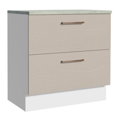Balcão de Cozinha 80 x 60 cm 2 Gavetas (Com Tampo) Branco/Crema Agata Madesa