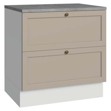 Balcão de Cozinha 80 x 60 cm 2 Gavetas (Com Tampo) Branco/Crema Vik Madesa