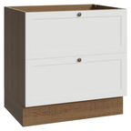 Balcão de Cozinha 80 x 60 cm 2 Gavetas (Sem Tampo) Rustic/Branco Vik Madesa