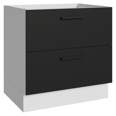 Balcão de Cozinha 80 x 60 cm 2 Gavetas (Sem Tampo) Branco/Preto Agata Madesa