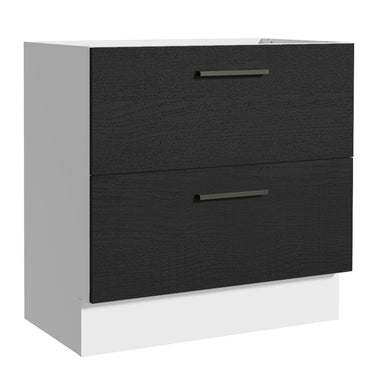 Balcão de Cozinha 80 x 60 cm 2 Gavetas (Sem Tampo) Branco/Preto Agata Madesa