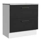 Balcão de Cozinha 80 x 60 cm 2 Gavetas (Com Tampo) Branco/Preto Agata Madesa