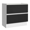 Balcão de Cozinha 80 x 60 cm 2 Gavetas (Sem Tampo) Branco/Preto Glamy Madesa