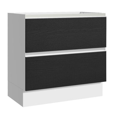 Balcão de Cozinha 80 x 60 cm 2 Gavetas (Sem Tampo) Branco/Preto Glamy Madesa