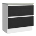 Balcão de Cozinha 80 x 60 cm 2 Gavetas (Com Tampo) Branco/Preto Glamy Madesa