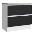 Balcão de Cozinha 80 x 60 cm 2 Gavetas (Com Tampo) Branco/Preto Glamy Madesa