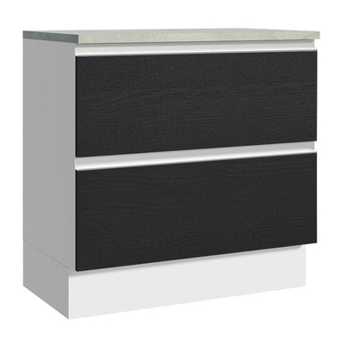 Balcão de Cozinha 80 x 60 cm 2 Gavetas (Com Tampo) Branco/Preto Glamy Madesa
