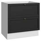 Balcão de Cozinha 80 x 60 cm 2 Gavetas (Sem Tampo) Branco/Preto Vik Madesa