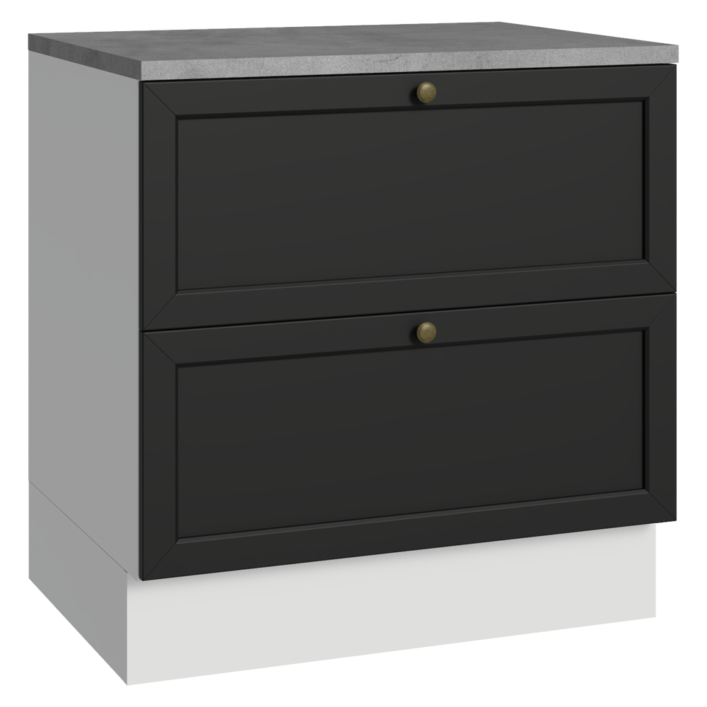 Balcão de Cozinha 80 x 60 cm 2 Gavetas (Com Tampo) Branco/Preto Vik Madesa