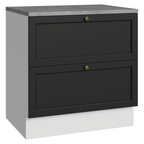 Balcão de Cozinha 80 x 60 cm 2 Gavetas (Com Tampo) Branco/Preto Vik Madesa