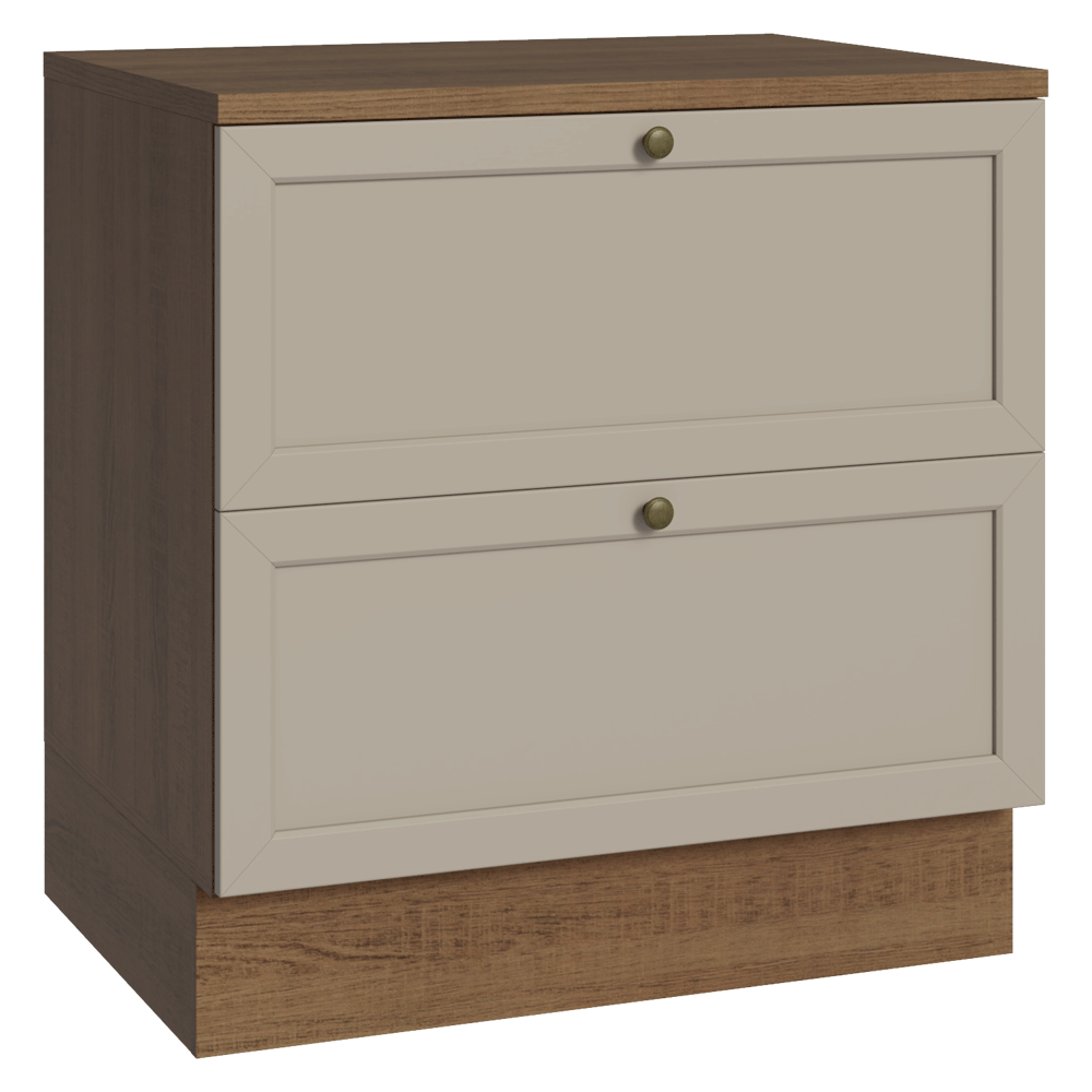 Balcão de Cozinha 80 x 60 cm 2 Gavetas (Com Tampo) Rustic/Crema Vik Madesa
