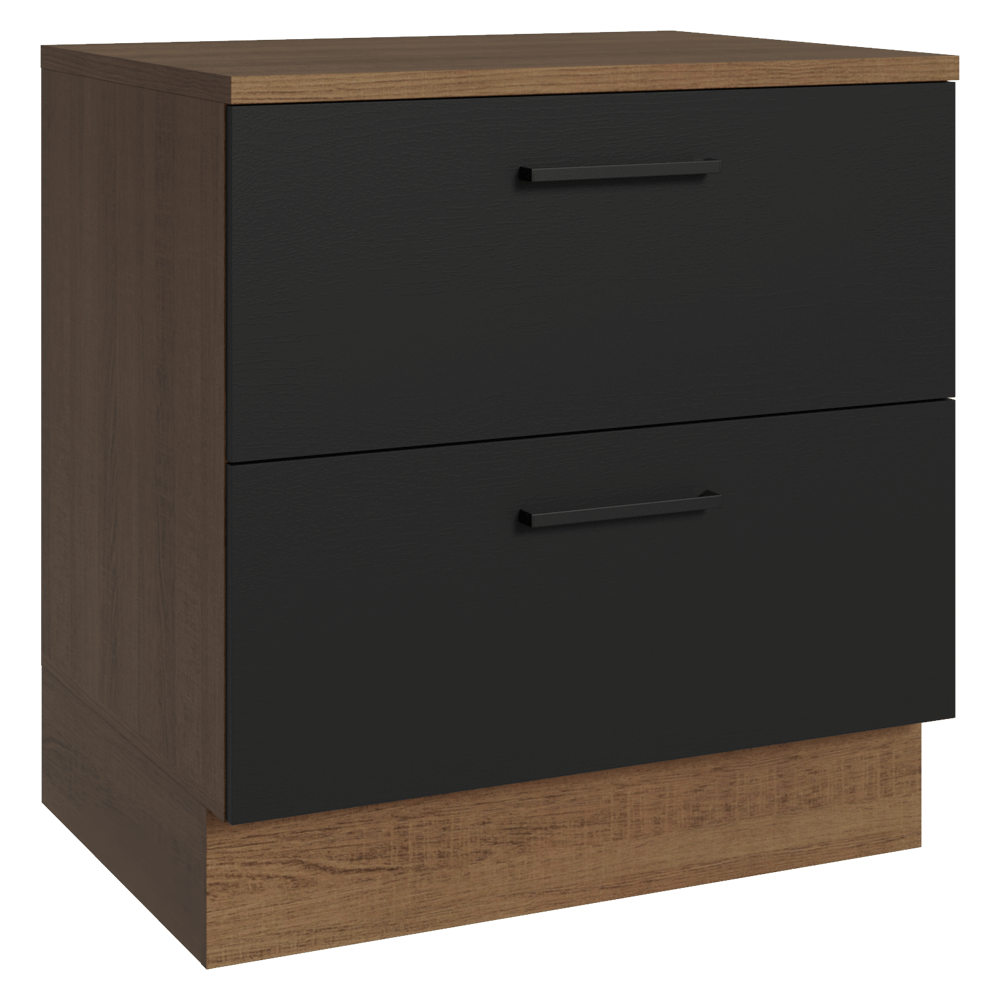Balcão de Cozinha 80 x 60 cm 2 Gavetas (Com Tampo) Rustic/Preto Agata Madesa
