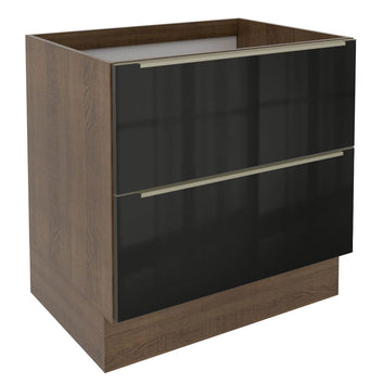 Balcão Madesa Lux 80 cm 2 Gavetas (Sem Tampo) Rustic/Preto