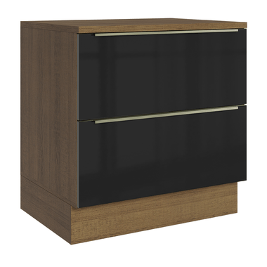 Balcão 80 x 60 cm 2 Gavetas (Com Tampo) Rustic/Preto Lux Madesa