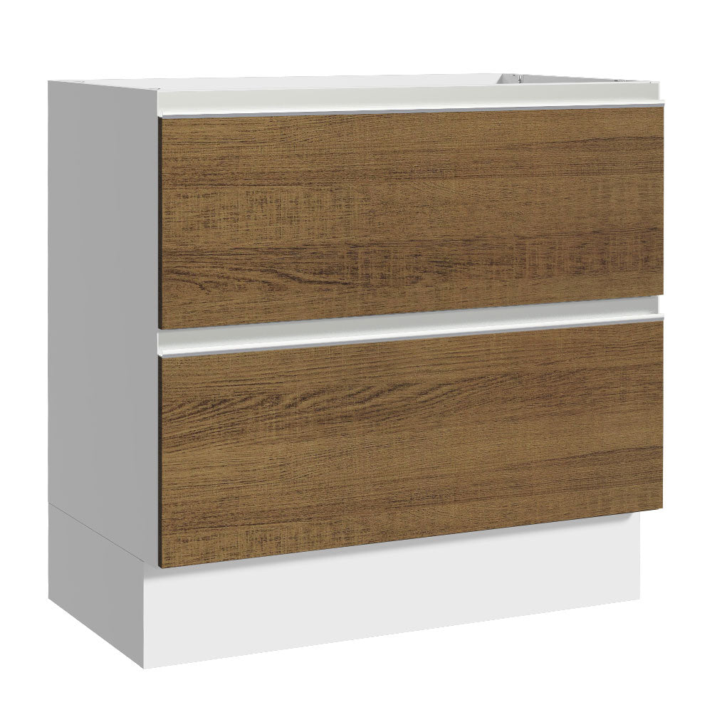 Balcão de Cozinha 80 x 60 cm 2 Gavetas (Sem Tampo) Branco/Rustic Glamy Madesa