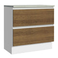 Balcão de Cozinha 80 x 60 cm 2 Gavetas (Com Tampo) Branco/Rustic Glamy Madesa