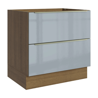 Balcão de Cozinha 80 x 60 cm 2 Gavetas (Sem Tampo) Rustic/Cinza Lux Madesa