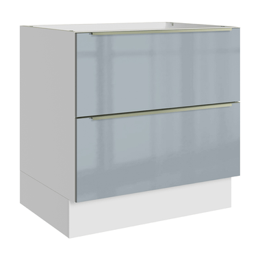 Balcão de Cozinha 80 x 60 cm 2 Gavetas (Sem Tampo) Branco/Cinza Lux Madesa