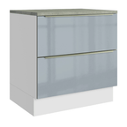 Balcão 80 x 60 cm 2 Gavetas (Com Tampo) Branco/Cinza Lux Madesa