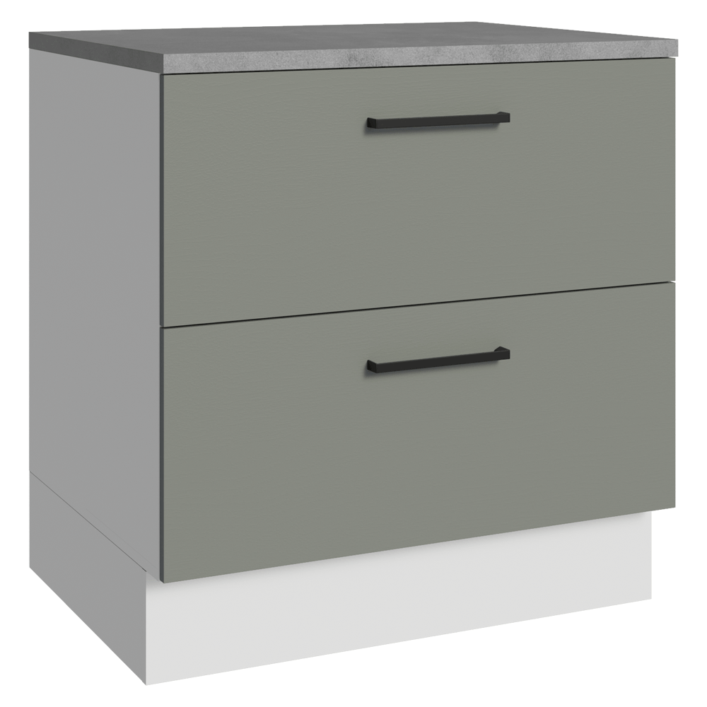 Balcão de Cozinha 80 x 60 cm 2 Gavetas (Com Tampo) Branco/Cinza Agata Madesa