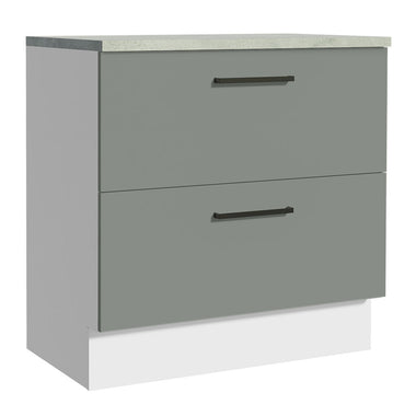 Balcão de Cozinha 80 x 60 cm 2 Gavetas (Com Tampo) Branco/Cinza Agata Madesa
