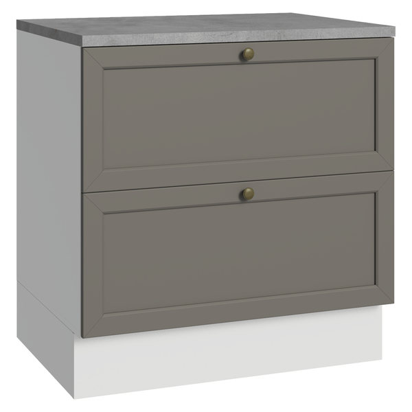 Balcão de Cozinha 80 x 60 cm 2 Gavetas (Com Tampo) Branco/Cinza Vik Madesa
