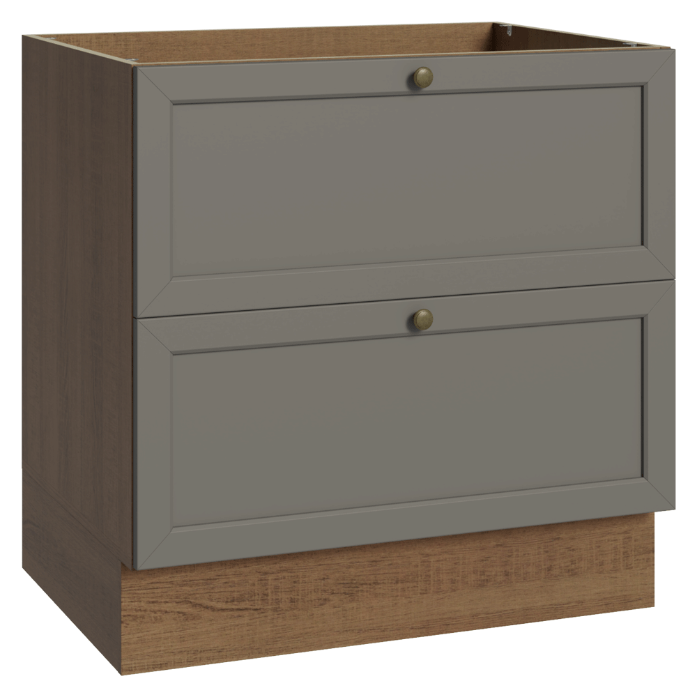 Balcão de Cozinha 80 x 60 cm 2 Gavetas (Sem Tampo) Rustic/Cinza Vik Madesa