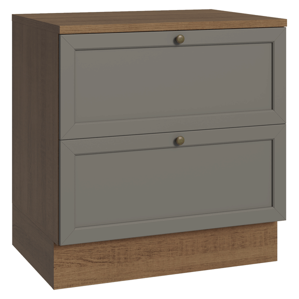 Balcão de Cozinha 80 x 60 cm 2 Gavetas (Com Tampo) Rustic/Cinza Vik Madesa