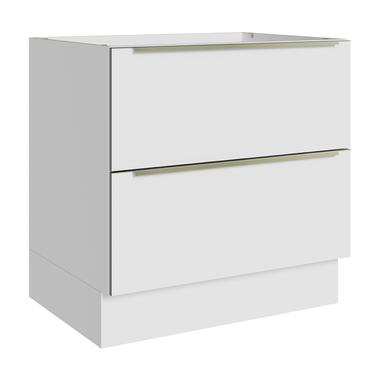 Balcão de Cozinha 80 x 60 cm 2 Gavetas (Sem Tampo) Branco/Branco Veludo Lux Madesa