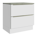 Balcão 80 x 60 cm 2 Gavetas (Com Tampo) Branco/Branco Veludo Lux Madesa