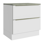 Balcão 80 x 60 cm 2 Gavetas (Com Tampo) Branco/Branco Veludo Lux Madesa