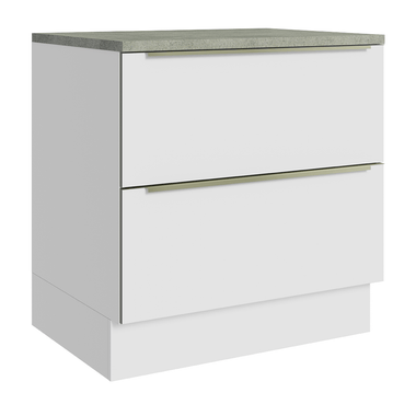 Balcão 80 x 60 cm 2 Gavetas (Com Tampo) Branco/Branco Veludo Lux Madesa