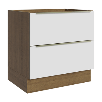 Balcão de Cozinha 80 x 60 cm 2 Gavetas (Sem Tampo) Rustic/Branco Veludo Lux Madesa