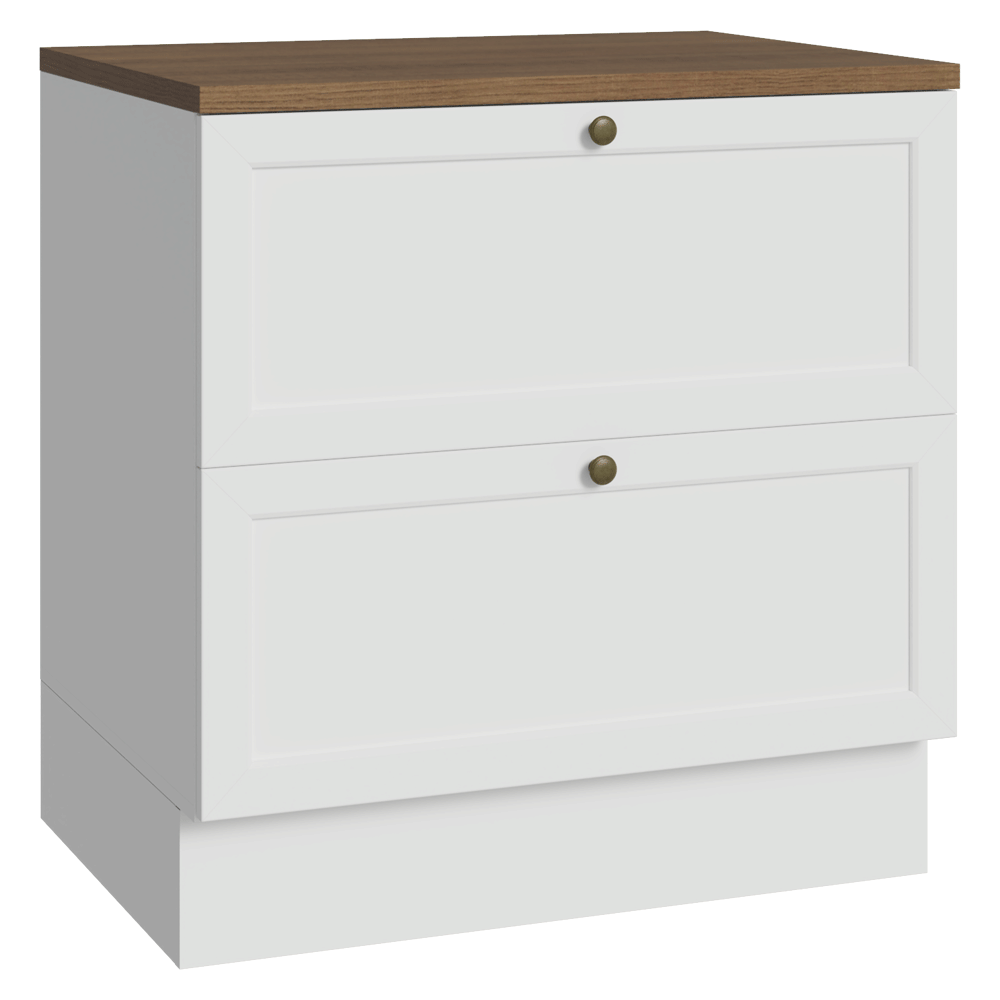 Balcão de Cozinha 80 x 60 cm 2 Gavetas (Com Tampo) Branco/Rustic Vik Madesa