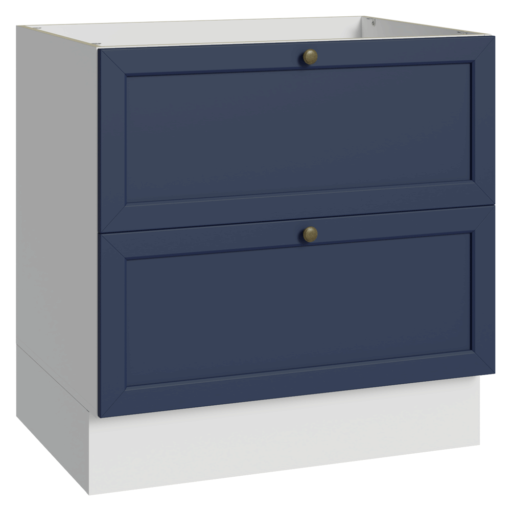 Balcão de Cozinha 80 x 60 cm 2 Gavetas (Sem Tampo) Branco/Azul Vik Madesa