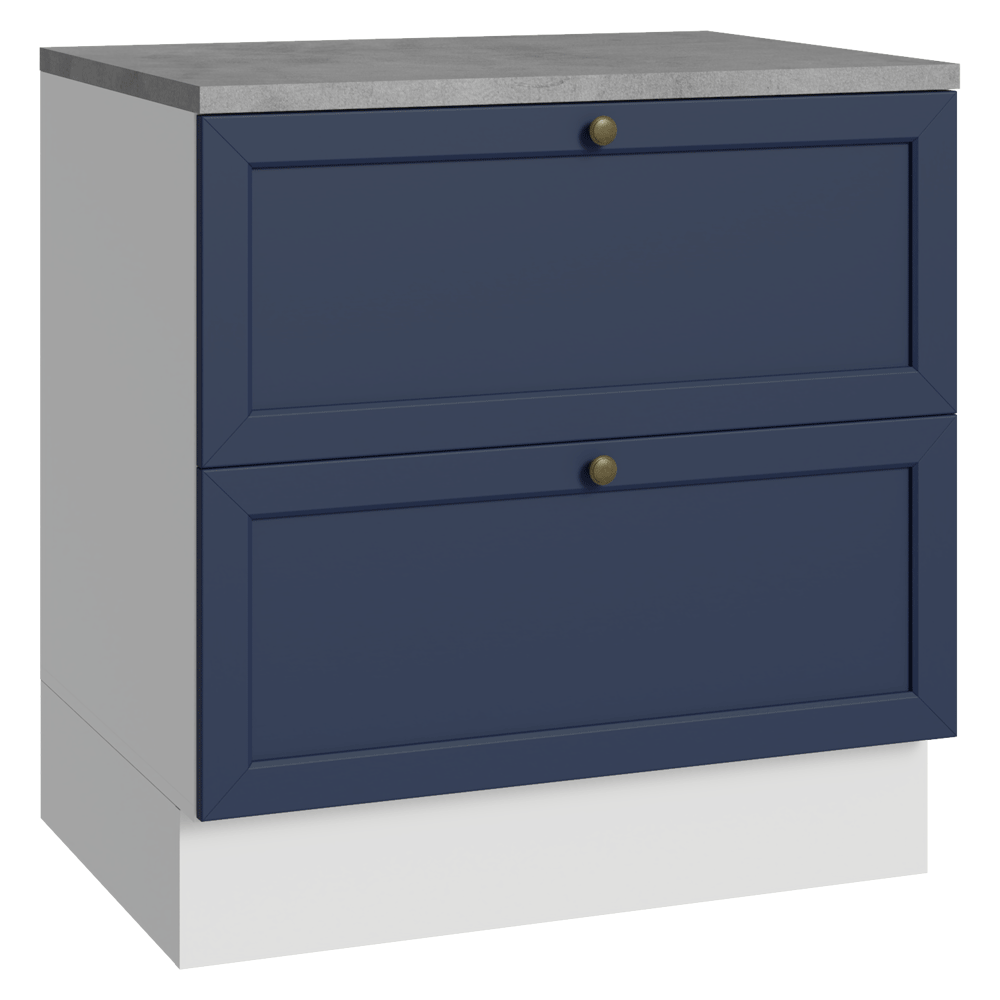 Balcão de Cozinha 80 x 60 cm 2 Gavetas (Com Tampo) Branco/Azul Vik Madesa