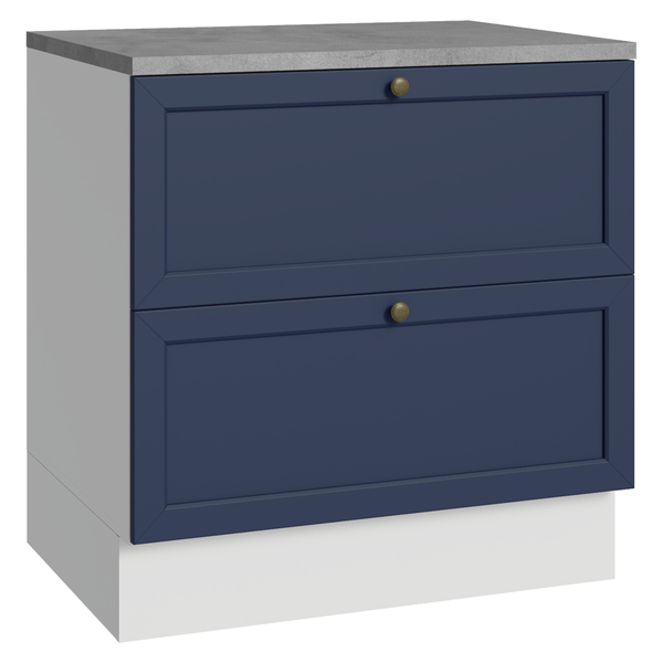 Balcão de Cozinha 80 x 60 cm 2 Gavetas (Com Tampo) Branco/Azul Vik Madesa