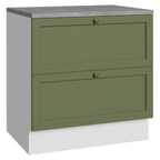 Balcão de Cozinha 80 x 60 cm 2 Gavetas (Com Tampo) Branco/Verde Vik Madesa