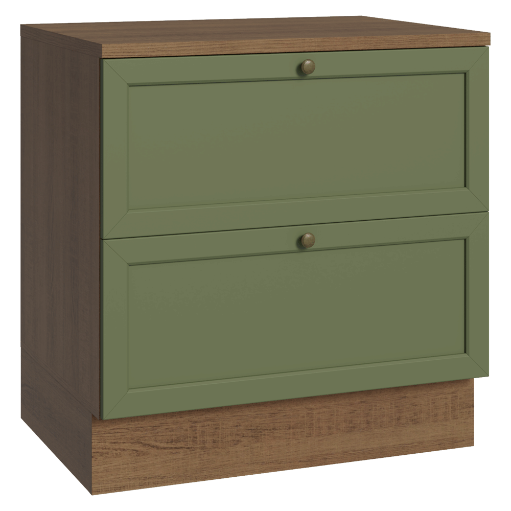 Balcão de Cozinha 80 x 60 cm 2 Gavetas (Com Tampo) Rustic/Verde Vik Madesa