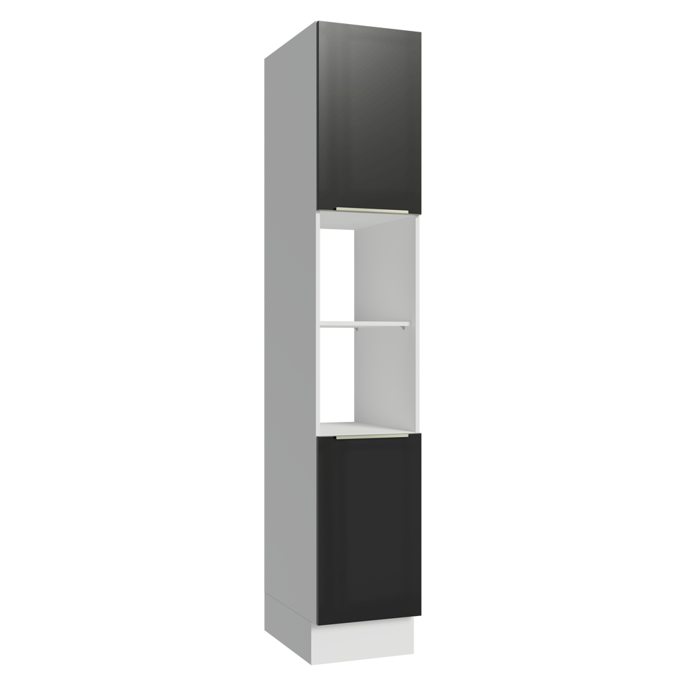 Paneleiro 40 x 60 cm 2 Portas e 2 Nichos Branco/Preto Lux Madesa