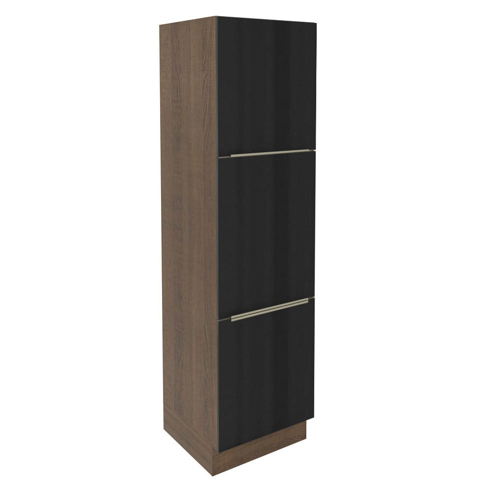 Paneleiro Madesa Lux 60 cm 3 Portas Rustic/Preto