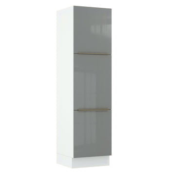 Paneleiro Madesa Lux 60 cm 3 Portas Branco/Cinza