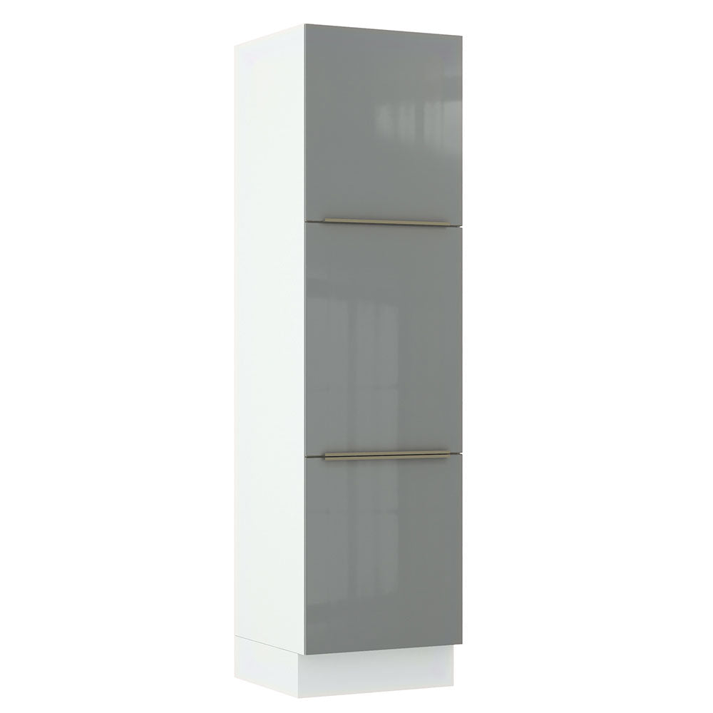 Paneleiro Madesa Lux 60 cm 3 Portas Branco/Cinza