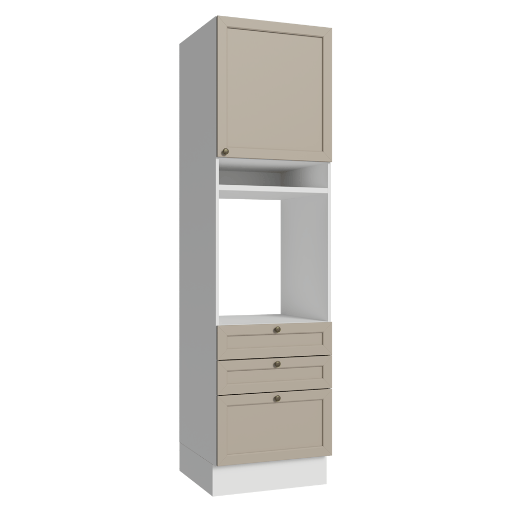 Torre Quente 60 x 60 cm 1 Porta 3 Gavetas Branco/Crema Vik Madesa