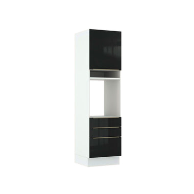 Torre Quente 60 x 60 cm 1 Porta 3 Gavetas Branco/Preto Lux Madesa