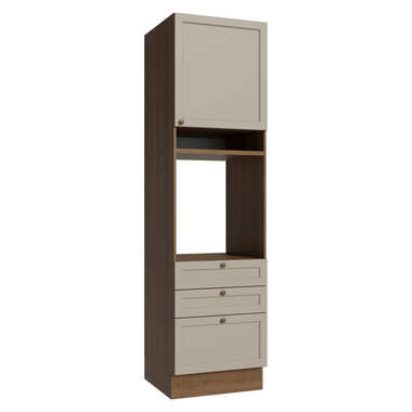 Torre Quente 60 x 60 cm 1 Porta 3 Gavetas Rustic/Crema Vik Madesa