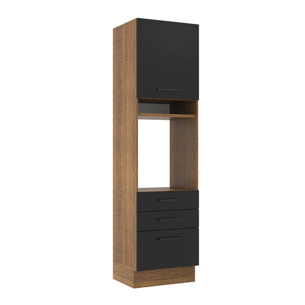 Torre Quente Madesa Agata 60 x 60 cm 1 Porta 3 Gavetas Rustic/Preto