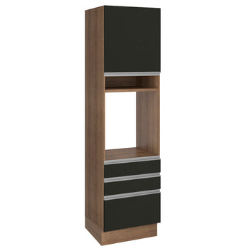 Torre Quente Madesa Glamy 60 x 60 cm 1 Porta 3 Gavetas Rustic/Preto